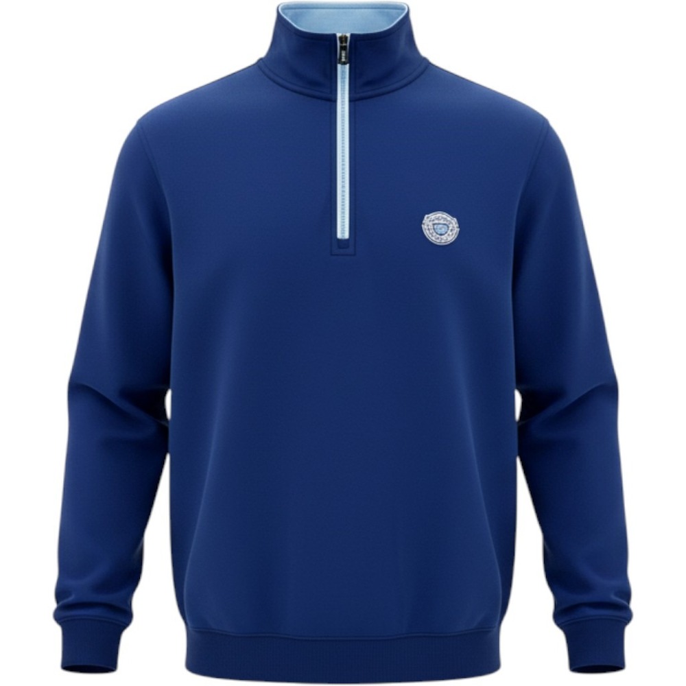 F&G Tech Mens Pullover L Sapphire Blue Medinah Country Club 1/4 Zip Excellent